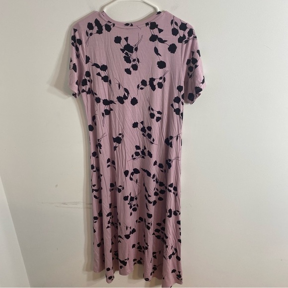 LOGO Lori Goldstein Purple Maxi Dress Small Contrast Godet Printed Floral Jersey - Picture 5 of 6